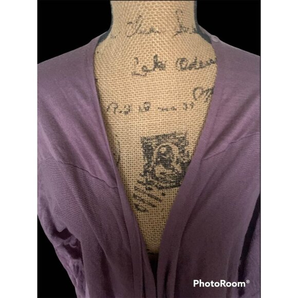 🌸3/$15🌸Cascading Mauve Halston Open Front Cardigan Small - Picture 2 of 4